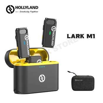 Hollyland Lark M1 Duo 600ft Trådløs Mikrofon med Lading Tilfelle Bærbar Mini Jakkeslaget Mic Audio Video Opptak for Telefoner