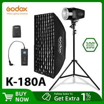 Godox K-180A 180Ws Fotografering Studio Flash, Strobe Lys + 50 x 70cm Binde Softbox + 180cm Lys Stativ + RT-16 Utløse Flash-Kit