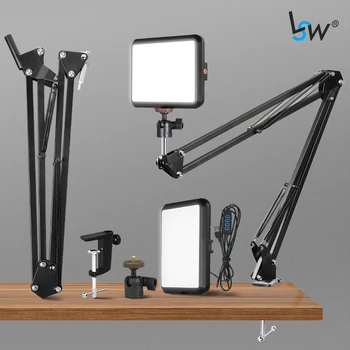 LED-videolys Kit USB-Fotografering Studio Belysning med Dusj Arm Stativ Stativ for Live Streaming Video Opptak Makeup