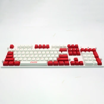 Coca Cola Tastene for Mekanisk Tastatur 108 Tastene Rød Hvit Farge PBT fargestoffsublimering OEM PC-Spill GK61 Anne Pro 2