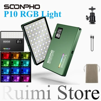 Soonpho P10 RGB LED-kameralys Full Farge Utgang Video Lampe Kit Dimbare 2500K-8500K Bi-Color Panel Lys CRI 95+