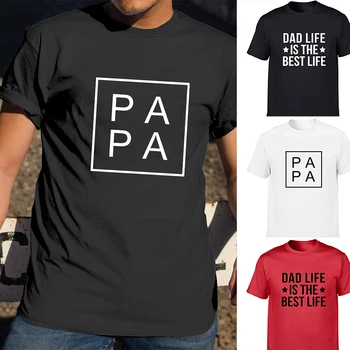 PAPPA Square Pappa Liv Menn Harajuku Uformell T-Skjorter Beste Pappa Fars Dag Gave Mote Short Sleeve T-skjorte med Rund Hals Klær