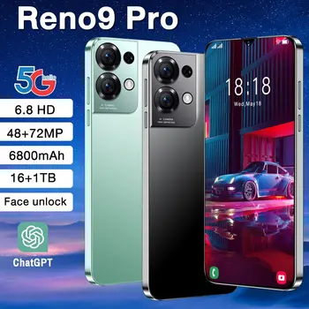 Globale Versjonen Reno9 Pro Smarttelefon 5G Android 6.8 tommers Full HD-Skjerm 16 GB+1 TB Mobile Telefoner Dual SIM-Kort Mobiltelefon Splitter Nye