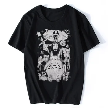 Studio Ghibli Filmer Vintage T-skjorte, Totoro Spirited Away Mononoke Miyazaki Tee Nye Ankomst Menn T-Skjorte i Bomull t-skjorte