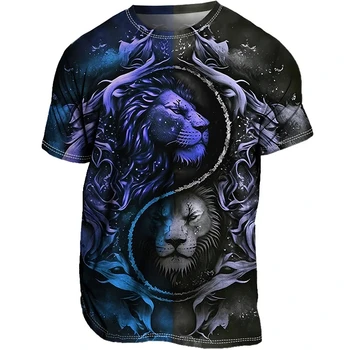 Store Menn ' s T-Skjorte 3D Lion Ut Tees Topper Sommer Casual Menn Dyr Mønster T-Skjorte Streetwear Rask Tørr Mote Klær