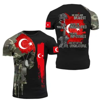Tyrkisk Spesielle Operasjoner Troppen T-skjorte Soldat Skull Ut Sommeren Jumper O Krage med Korte Ermer og Overdimensjonerte Plagg Kamisar 6XL