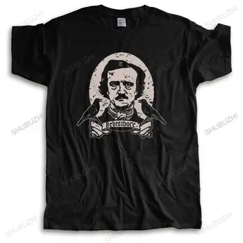 Hot salg Sommeren Vintage print menn svart helt Bomull t-skjorter Edgar Allan Poe unisex t-skjorte for tenåringer uformell tee større størrelse