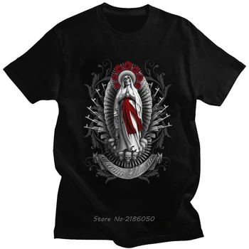 Mote Menn Santa Muerte T-Skjorte Korte Ermer i Myk Bomull Frue Av Hellige Død T-skjorte Meksikanske Skull Tees Klær Gave Harajuku