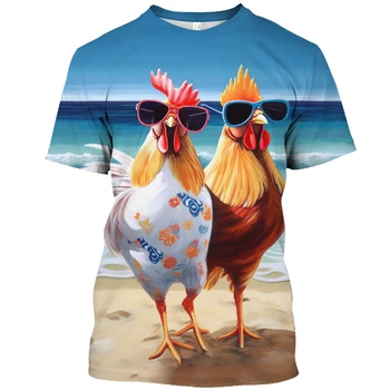 Morsomme T-Skjorte For Menn Dyr American Kylling Ut Menn Klær Hard Dyret Mønster Løs Overdimensjonert-Skjorte Street Designer T-Skjorte