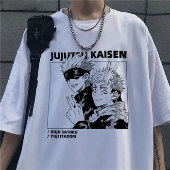 Harajuku Menn ' s t-skjorte Jitsu Kaisen Trykt kortermet T-skjorte Kult Tegneserie Anime Uformell T-skjorte Kawaii Mannlige Streetwear Topper