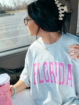 Florida Rosa Letter Kvinners Bomull Topper Personlighet Gate, Hip Hop Klær Sommeren Pustende T-Skjorter Trend Kvinne Korte Ermer