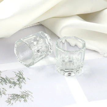 1pcs Glass Krystall Skål Kopp Akryl Spiker Pulver Liquid Monomer Holderen Dappen Rett til å Bade Container Manikyr Salon Verktøy FB1606