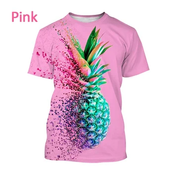 2022 Sommeren Nye Kule Ananas 3D-Utskrift Kort-sleeved Pustende T-Skjorte for Menn og Kvinner Tropisk Frukt Topper