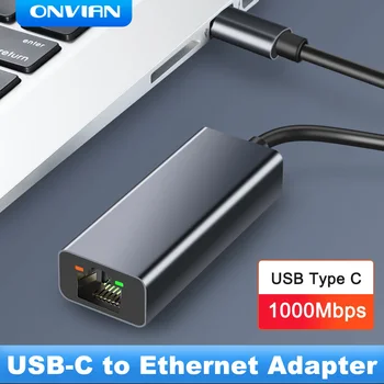 Onvian USB-C Ethernet USB-C for Å RJ45 Lan-Adapter For MacBook Pro Samsung Galaxy S9/S8/Note 9 Type C nettverkskort USB Ethernet Ny