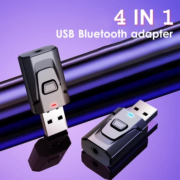 4-I-1-Bluetooth-5.0-Mottaker for trådløs USB-Adapter 3,5 mm Audio-Mottaker/ - Sender For TV PC-en Bil AUX-Høyttaler Plug And Play