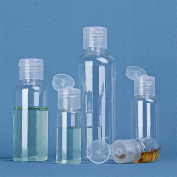 30 50 100pieces/pack 5 ml-120ml Klem Flaske Flip Cap PET-Plast Lotion Flaske Klart Eksempel Kosmetisk Ampulle Beholder for Reise