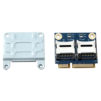 Mini Pci-E-Adapter 2 SSD HDD For Bærbare pc-Dual Micro - SD SDHC-SDXC-TF Mini PCIe-minnekortleser MPCIe Til 2 Mini-Sdcards