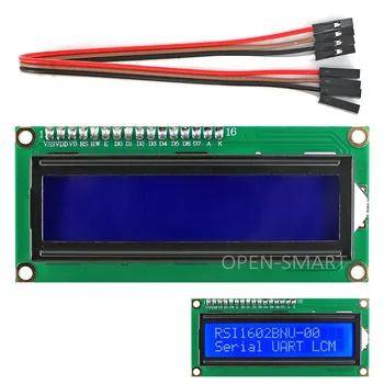 Blå Bakgrunnsbelysning I2C / IIC LCD-1602 Vise Modul med 4Pin Kabel for Arduino