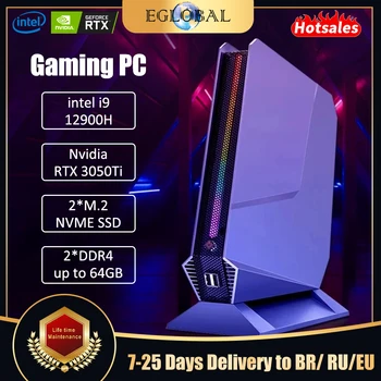 Eglobal F10 Mini PC Intel Core i9 12900H i7 12700H Med Nvidia RTX 3050 Gaming Stasjonær Datamaskin PCIE 4.0 Wifi 6 BT5.0 Windows 11