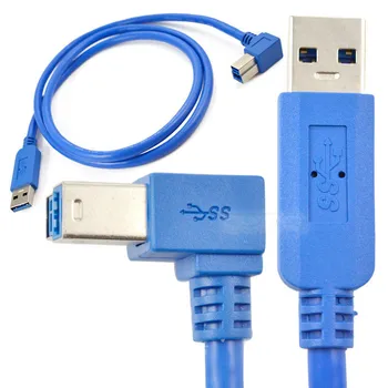 USB 3.0-EN Hann til USB 3.0-Type B Hann-Kabel USB 3.0-EN Hann til USB 3.0-B-Mannlige 90 graders Venstre Vinklet Kabel 1M 3ft 100cm