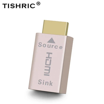 TISHRIC VGA HDMI-kompatibel Virtuelt Display Adapter blindpluggen Emulator Lås plate 4K Hodeløse Ånd Vise Emulator DDC Edid