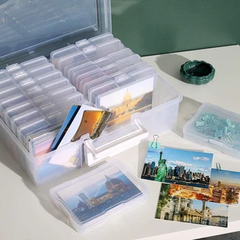 1 stk Bilde oppbevaringsbokser Bilde Postkort Bilde Album Organiserer PP Craft Container 17x12x3.1 cm DIY Husholdning Produktet
