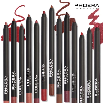 PHOERA Vanntett Matt Brun Lip Liner 12 Farge Langvarig Fuktighetsgivende Sexy Lip Pencil Kvinner Naturlig Leppestift Makeup