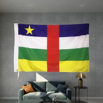 Sentral-Afrikanske Republikk-Afrika Nasjonale Flagg Grafisk Tilpasset Trykt Flagg Polyester Aksel Dekke Messing Grommets Design Utendørs