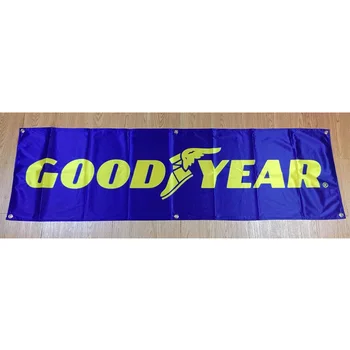 130GSM 150D Polyester Materiale Goodyear Dekk Banner 1.5*5ft (45*150cm) Reklame dekorative Racing Bil Flagg yhx329