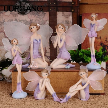 DIY Vakker Jente Kreative Gaver Harpiks Engel Ornamenter Hjem Innredning Miniatyr Flower Fairy Figurer Bryllup dekorasjon