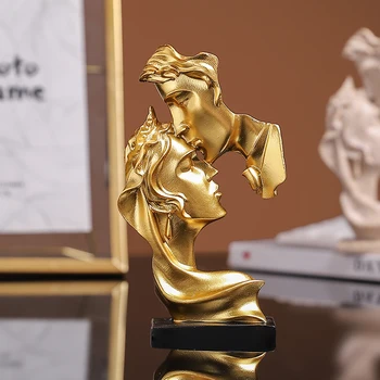 Elskere Statue Mini Harpiks Håndverk Skulptur Små Pyntegjenstander Hjem Dekorasjon Skulptur Modell Desktop-Kabinett Vin Dekorasjon