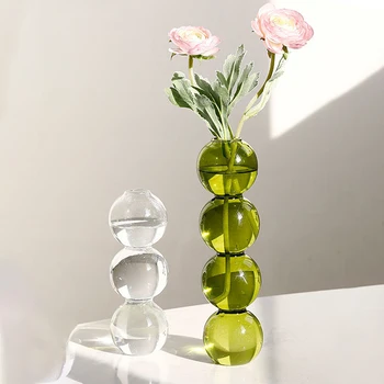 3/4Ball Farget Glass Boble Vase Nordiske Moderne Kreative Sfærisk Blomst Arrangement Hjem Dekorasjon bursdagsgave Potter