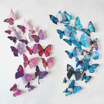 3D PVC Butterfly wallstickers Hjem Innredning Butterfly Veggen Dekaler For Kids Room TV wallstickers Kjøkken Barn Wall Sticker-Blomst