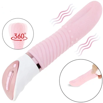 Store Tunge Massasjeapparat 2 i 1 Muntlig Klitoris Stimulator Dildo Vibratorer Massasjeapparat Vagina sexleketøy for Kvinner Kvinnelige Flørting Leker Kjønn