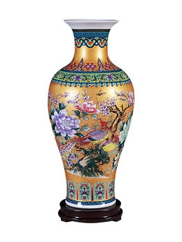 Jingdezhen Keramikk Vase Emalje Heldig Bambus Vannlevende Blomst Container Stue Moderne Flaske Dekorasjon Store