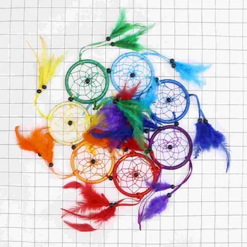 Lang Bohemian Dream Catcher Etiske Hengende Dreamcatcher Wall Art med Fargerike Regnbue Fjær og Perler