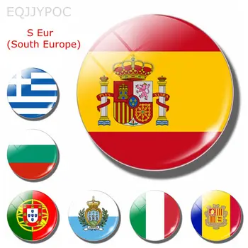 Spania Nasjonale Flagg 30MM Kjøleskap Magneter Sør-Europa, Portugal, Italia, Bulgaria Malta, Andorra Makedonia Kroatia Slovenia Kroatia