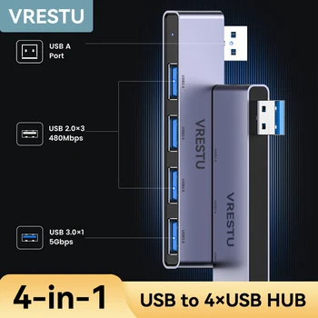 4-i-1-USB-HUB 3.0 OTG Splitter Adapter USB-Utvidelse for Xiaomi Laptop, Notebook Hi-Speed for PC Datamaskin Mus Skriveren