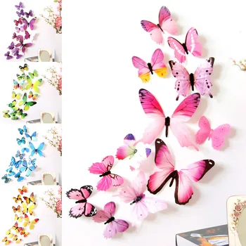 3d Butterfly wallstickers For Jenter Barna Soverom Stue Decal Art Diy Selvklebende Wall Sticker-Dekor Fairy 12pcs
