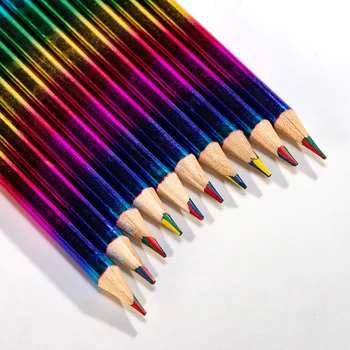 12 stk Rainbow Blyanter Tegning Fargestifter Kawaii Barn er Farget Blyant Sett Male Graffiti Fargestifter Skolen Papirvarer