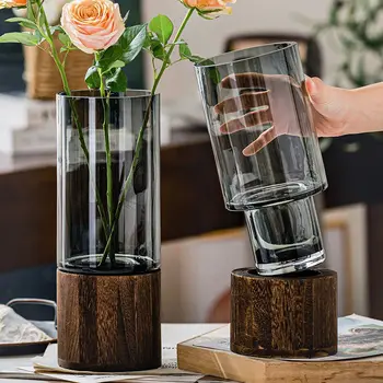 Vaser Enkel Europeiske hydroponic system husholdning stue bordet satt inn flower tre base gjennomsiktig glass vase Hjem Innredning