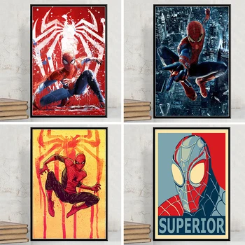 Marvel Spider-Man Superhelt Abstrakt Lerret Å Male Spiderman Filmen Plakat Print Wall Art Bilde Kids Room Home Decor Cuadros