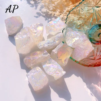 50G/bag Naturstein Electroplate Rainbow Klar Quartz Crystal Raw Healing Stein Gemstone Mineral Samling Dekorasjon