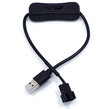 1 til 1-2 USB-til 3-Pin / 4-Pin PWM-5V USB-Sleeved Fan Power Adapter Kontakt-Kabel med PÅ Av Bryteren