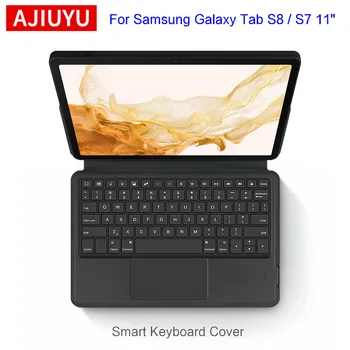 AJIUYU Keyboard Case For Samsung Galaxy Tab S8 S7 11 tommers SM-X700 X706 T875 T870 A8 SM-X200 Tablet Touchpad Smart Cover teclado