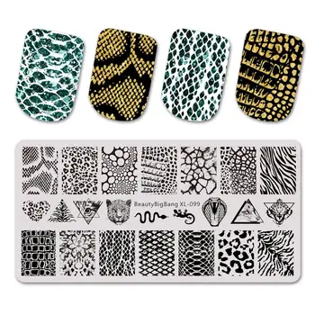 BeautyBigBang 12*6cm Nail Art Maler Stempling Plate Dyr Blomst Mønster Leopard Bilde Stamp Maler Plater Tekstur Xl-001