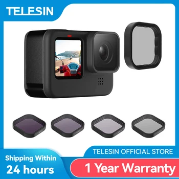 TELESIN ND8 ND16 ND32 CPL Objektiv Filter Aluminium Ramme for GoPro Hero 9 10 11 12 Svart Action Kamera ND CPL Linse