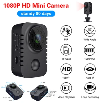 Mini Kroppen Kamera, 1080P Full HD-Sikkerhet Lomme Night Vision Bevegelse Dection Lite Videokamera For Biler i Standby-modus PIR Video Recorder
